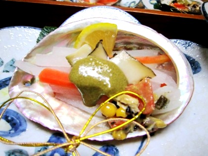 鮑の酒蒸し　披露宴料理　大神神社の挙式